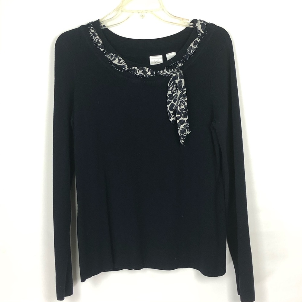 EMMA JAMES BLACK KNIT SWEATER SIZE L PRE-O…